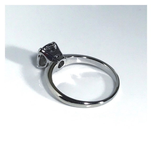 14KT GYPSY SET DIAMOND MID CENTURY MODERN SOLID WHITE GOLD RING - Picture 8 of 13